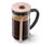 Kanne: transparent<br>Gestell: rosé metallic<br>Henkel und innerer Teil Deckel: schwarz