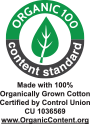 100% Bio-Baumwolle, OCS Standard (für Obermaterial)