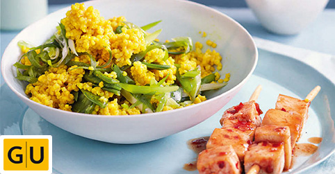 Rezept für Tofu-Saté mit Zuckerschotenhirse