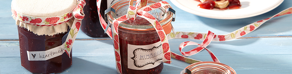 Himbeermarmelade in Weckgläsern