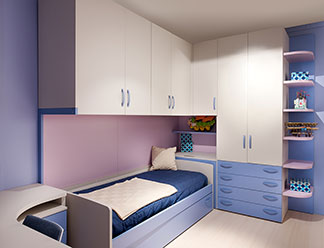 Praktischer Stauraum: weißes Bett mit drei Schubladen.