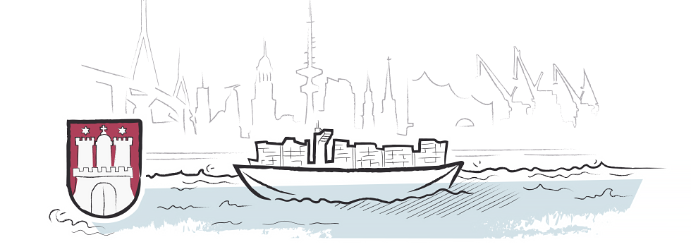 Schiff mit hamburger Hafen