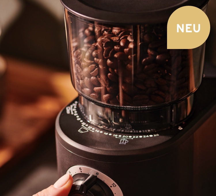 Einstellen des Mahlgrades und der Tassenmege an einer elektrischen Kaffeemühle
